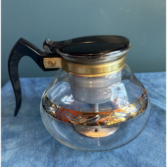 Vintage Retro Cory Glass Coffee Percolator 50s-60s Bakelite Gold Accents MCM - Picture 1 of 11